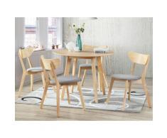 Tavolo rotondo 4 posti in Legno massello hevea e MDF Colore naturale - ODILE