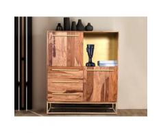 Credenza alta con 2 ante, 3 cassetti e 1 nicchia in Legno di Sheesham - OREGAN