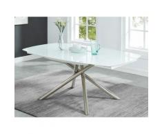 Tavolo da pranzo allungabile in vetro temperato e metallo Bianco - CAMELIA