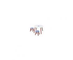 Homcom Set Tavolo e 2 Sgabelli Decorazione con Stelle per Cameretta Bambini 3-8 Anni in Legno Blu Rosso e Bianco