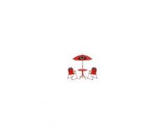 Outsunny Set Tavolo da Giardino con 2 Sedie Pieghevoli e Ombrellone per Bambini Coccinella