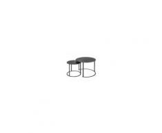 Outsunny Set 2 Tavolini da Salotto e Giardino Sovrapponibili in Ferro, Nero