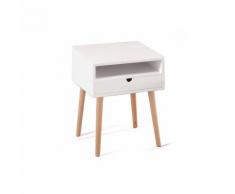 Tavolino / comodino 1 cassetto KYRA-B, bianco/rovere