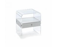 Tavolino / comodino PANOLIA, bianco/trasparente