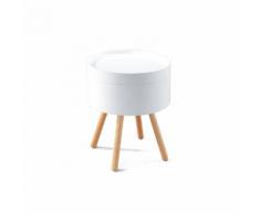 Comodino / tavolino SPOK WOOD, bianco/rovere