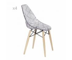 Set 4 Sedia Prisma in frassino naturale, trasparente