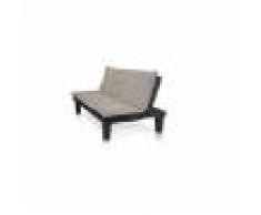 Divano-Letto Cm. 165x72x76 Apribile Con Seduta In Microfibra E Struttura In Legno Nero