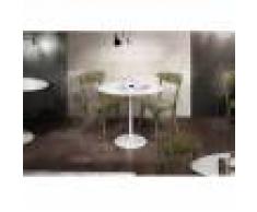 Tavolo Bar Rotondo Diametro Cm. 120 H.75 In Mdf Bianco Opaco E Base In Metallo Bianco Opaco