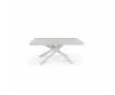 Tavolo Cm. 180x100 Allungabile In Nobilitato Bianco Consumato E Base In Metallo