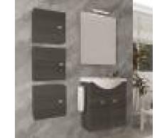 Caesaroo Mobile bagno sospeso 55 cm Holly in legno Rovere Scuro con Lavabo in ceramica Rovere scuro - Con specchio e lampada LED - 55 cm