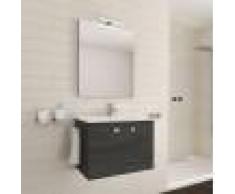 Caesaroo Mobile bagno sospeso 60 cm Holly in legno Rovere Scuro con Lavabo in ceramica Rovere scuro - 60 cm - Con specchio e lampada LED