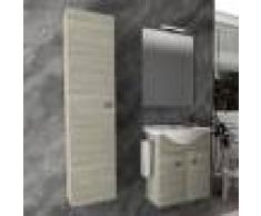 Caesaroo Mobile bagno sospeso 55 cm Holly in legno Rovere Grigio con Lavabo in ceramica Con specchio e lampada LED - 55 cm - Rovere Grigio