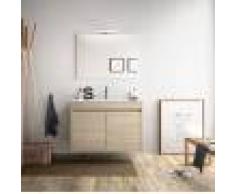 Caesaroo Mobile bagno sospeso 80 cm in legno marrone Caledonia con due ante Con specchio e lampada LED
