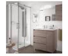 Caesaroo Mobile bagno a terra 85 cm in legno Rovere eternity con lavabo in porcellana Con specchio e lampada LED - 85 cm