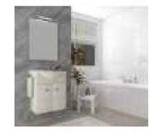 Caesaroo Mobile bagno sospeso 55 cm Holly in legno Rovere Bianco con Lavabo in ceramica Con specchio e lampada LED - 55 cm - Rovere Bianco
