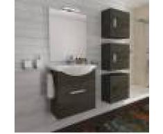 Caesaroo Mobile bagno sospeso 55 cm Holly in legno Rovere Scuro con un cassettone e Lavabo in ceramica Rovere scuro - Con specchio e lampada LED - 55 cm