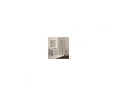 Caesaroo Mobile bagno sospeso 60 cm Holly in legno Rovere Grigio con un cassettone e Lavabo in ceramica 60 cm - Con specchio e lampada LED - Rovere Grigio