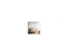 Caesaroo Mobile bagno sospeso 80 cm in legno marrone Caledonia con lavabo in porcellana Con specchio e lampada LED