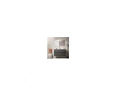 Caesaroo Mobile bagno sospeso 100 cm in legno grigio opaco con lavabo in porcellana Con colonna, specchio e lampada LED