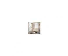 Caesaroo Mobile bagno sospeso 80 cm in legno marrone Caledonia con un cassetto ed un vano 80 cm - Con colonna, specchio e lampada LED