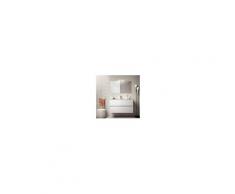 Caesaroo Mobile bagno sospeso 100 cm in legno laccato bianco lucido con lavabo in porcellana Con colonna, specchio e lampada LED