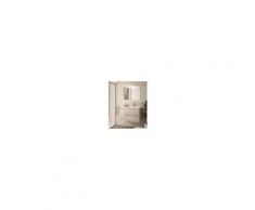 Caesaroo Mobile bagno sospeso 85 cm in legno marrone Caledonia con lavabo vasca destra Con Doppia colonna, Specchio e Lampada Led