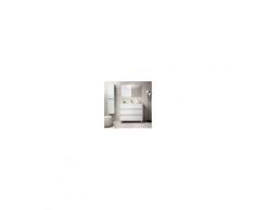 Caesaroo Mobile bagno a terra 100 cm in legno laccato Bianco lucido con lavabo in porcellana Con colonna, specchio e lampada LED