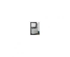 Caesaroo Mobile bagno sospeso Aruba 80 cm Cemento con specchio Cemento - Con Doppia Colonna e Lampada Led