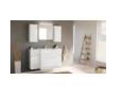 emotion Set mobili bagno Emilia premontato , armadietto a specchio a LED , bianco lucido