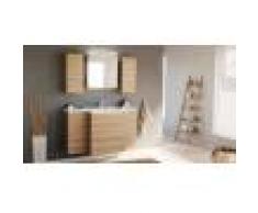 emotion Set mobili bagno Emilia premontato , armadietto a specchio a LED, rovere chiaro