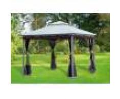 Gazebo In Acciaio Con Top Airvent In Poliestere E Zanzariera Cm 300x300x270h Mod. Smeralda Cod. 14471