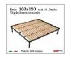 ErgoRelax Rete per materasso a 18 doghe in faggio Con Tripla Barra Centrale Matrimoniale 160x190 cm. 100% Made in Italy