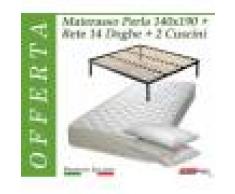 ErgoRelax Offerta Pack Tutto Compreso Materasso Perla da Cm. 140x190/195/200 + Rete Vienna 14 Doghe + 2 Cuscini - Made in Italy