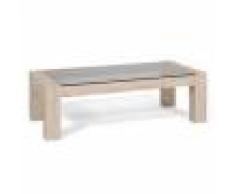 Mobili Fiver Tavolino da salotto, piano in vetro temperato, Iacopo, Quercia