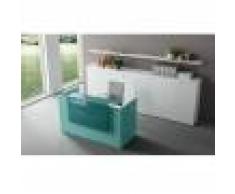 Banco Reception Front Office Con Mensola In Vetro E Struttura In Legno Laccato