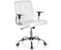 Hjh Sedia ufficio ESTEBAN, base in alluminio, elegante design in pelle color bianco