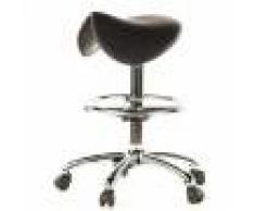 Hjh Sgabello di design WORK con ruote, rivestimento in cuoio nero