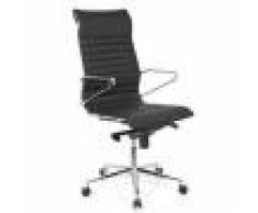 Hjh Sedia per Ufficio o Studio modello CHICAGO, Design elegante e moderno in vera pelle com base in metallo, colore nero