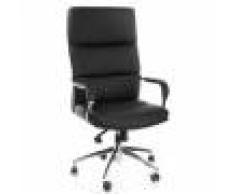 Hjh Sedia ufficio BRUNELLO 20, ottimo design, in pelle, base cromata, in nero