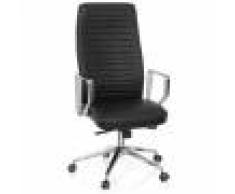 Hjh Sedia da ufficio MARCHESA, elegante design con base cromata e rivestimento in vera pelle, nero