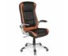 Hjh Poltrona Gaming per ufficio modello FLORIDA, design sportivo con rivestimento in pelle, omologata 8h, in marrone/nero