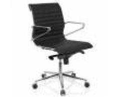 Hjh Sedia per Ufficio o Studio modello CHICAGO 10, Design elegante e moderno in vera pelle com base in metallo, colore nero