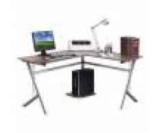 Hjh Scrivania per computer POLUX, molto ampia, cm 76x155x55, con supporto per PC, in color noce