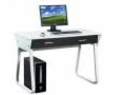 Hjh Scrivania di design per PC modello MIRA, con 2 ampi cassetti, cm 75,5x110x55, bianco