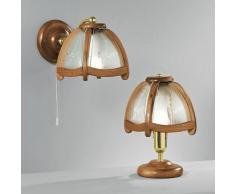 lampada parete legno con vetri