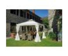 Caesaroo Gazebo quadrato 3x3 m in alluminio con camino antivento Ecru