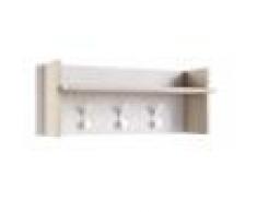 Caesaroo Appendiabiti 90x29 cm Bianco frassinato e Rovere con un ripiano e tre ganci Rovere e Bianco