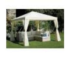 Caesaroo Gazebo quadrato 3x3 m con struttura in ferro epoxy bianco Ecru