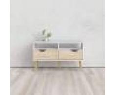 Caesaroo Mobile soggiorno porta Tv 99 cm Chloe Bianco opaco e Rovere con due cassetti Rovere e Bianco