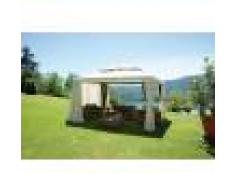 Caesaroo Gazebo rettangolare 4x3 m in alluminio con camino antivento con set tende mosquito